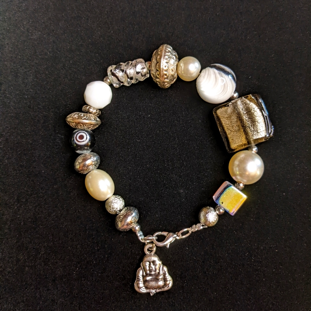 Mixed bead Buddha dangle glass and metal plastic mix!